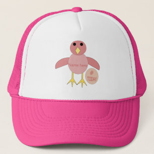 Casquette de poussins de fille rose personnalisé