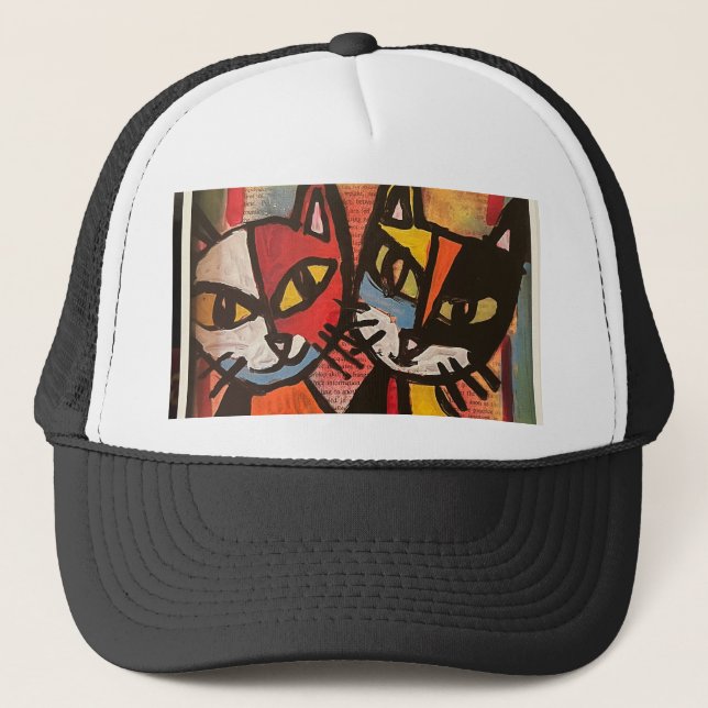 Casquette de routier 2 chats (Devant)