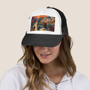 Casquette de routier Santorini Cat Sunset   Médite
