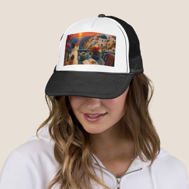 Casquette de routier Santorini Cat Sunset | Médite (En situation)