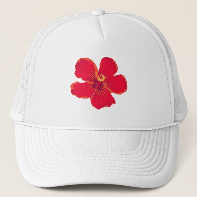 Casquette de seau brodé à fleurs rouges (Devant)