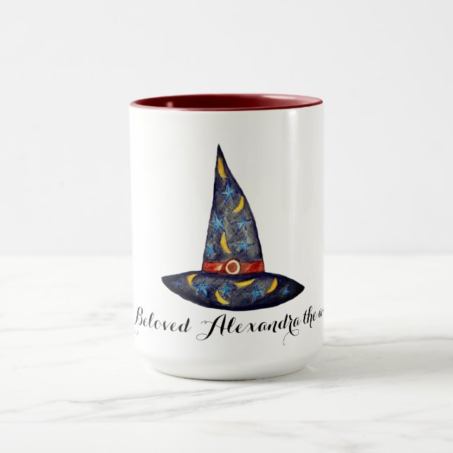 Casquette de sorcière noire, Étoiles Halloween Mug (Centre)