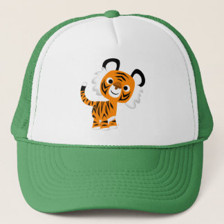 Casquette de tigre de caricature curieux