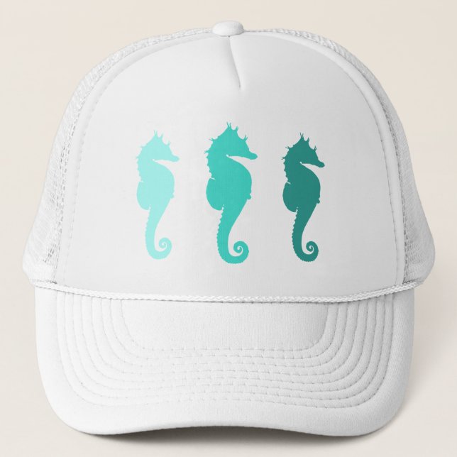 Casquette de troupeau de hippocampes de mer turquo (Devant)