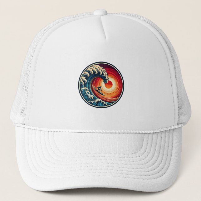 Casquette de vague de coucher de soleil (Devant)