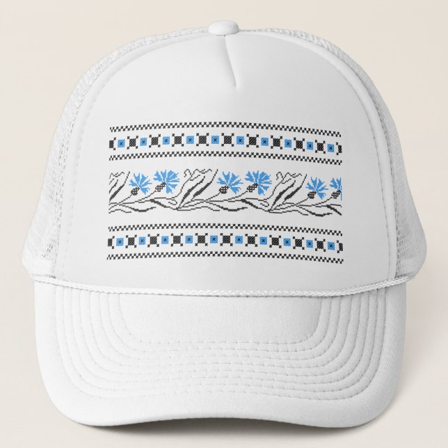 Casquette Décor croix de Cornflower bleu (Devant)