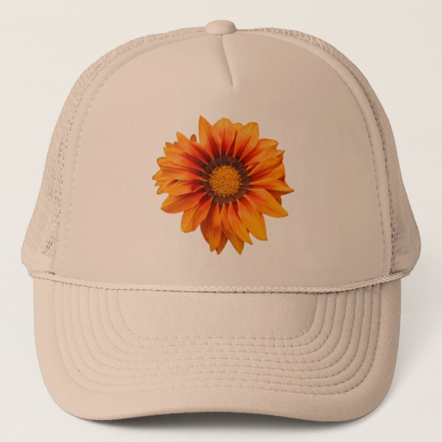 Casquette Dégradé de fleurs orange jaune vif découpé (Devant)