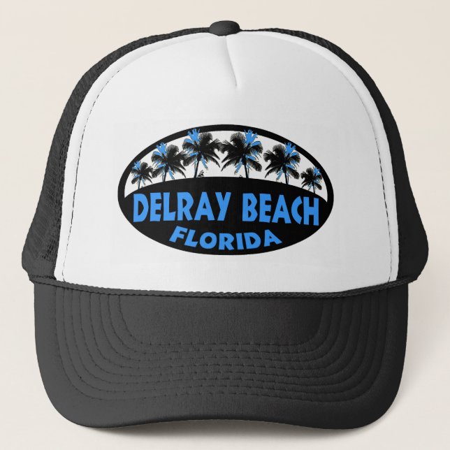 Casquette Delray Beach Florida blue black palms (Devant)