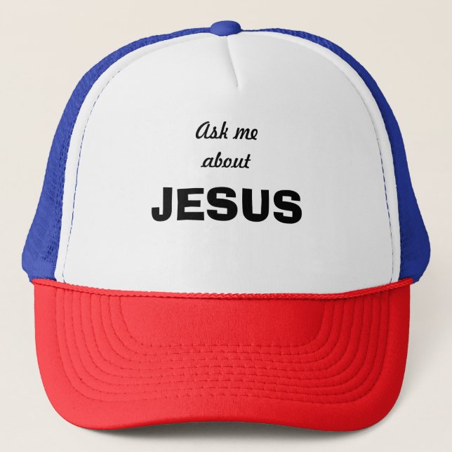 Casquette Demandez-moi à propos de Jésus T-shirt (Devant)