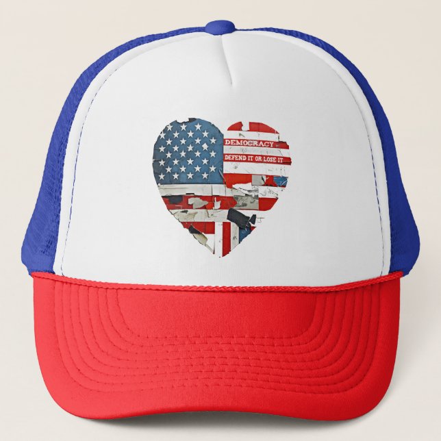 Casquette Démocratie Défendre ou perdre Il USA drapeau vinta (Devant)