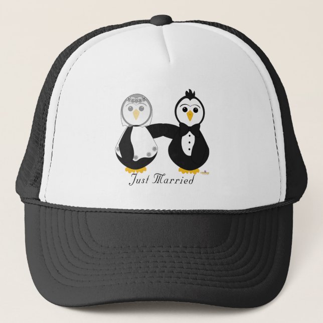 Casquette Des pingouins qui se marient juste mariés (Devant)