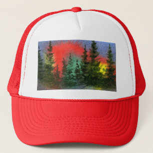 Casquette Des pins solaires brillants au lever du soleil sur