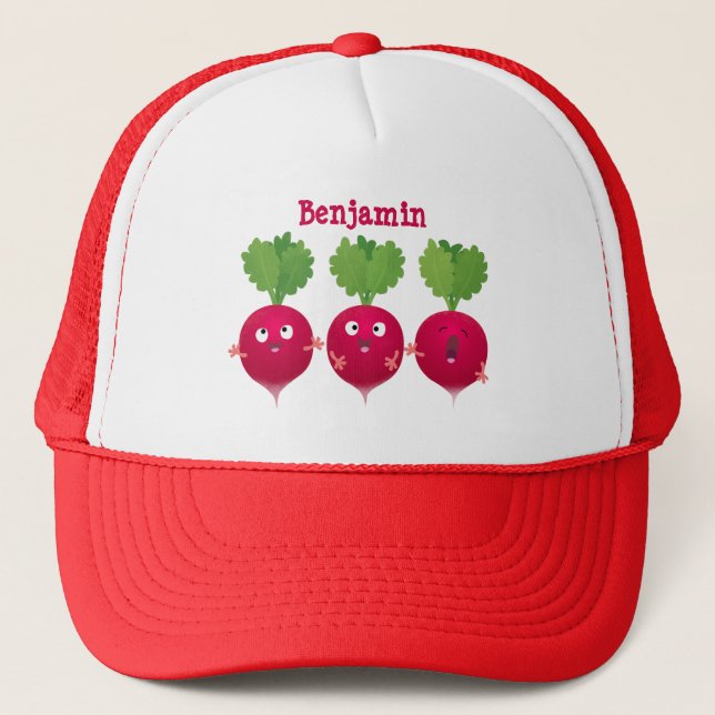 Casquette Des radis mignons chantant des légumes de dessin a (Devant)