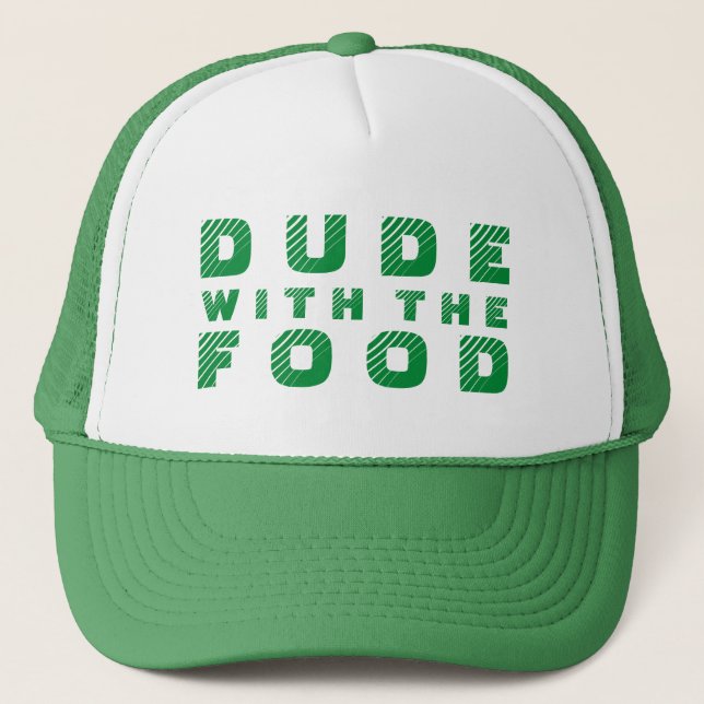 Casquette Design De Texte Vert Dude Avec La Nourriture (Devant)