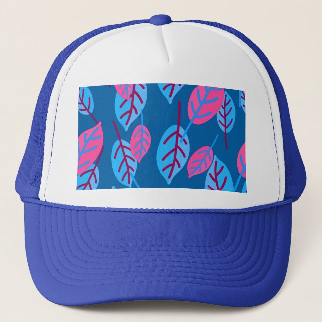 Casquette Design Feuille rose et bleu (Devant)