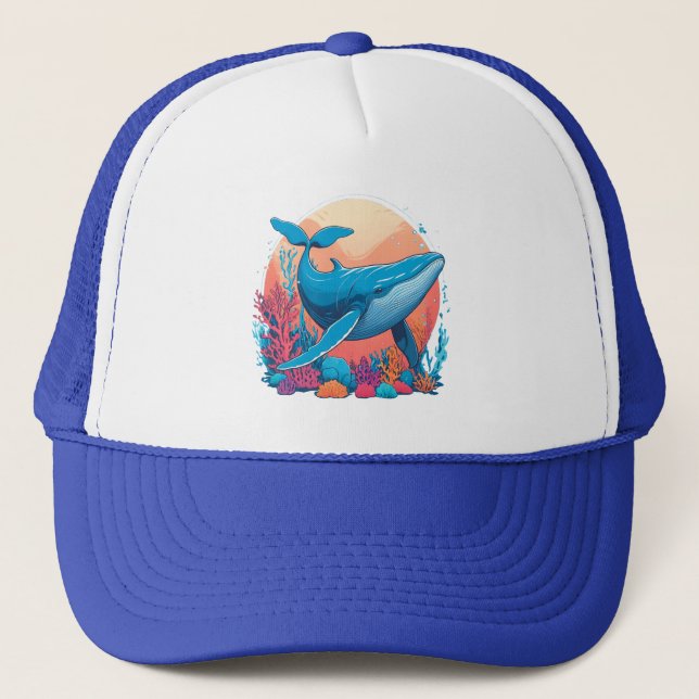 Casquette Design Graphique Coloré D'Une Baleine (Devant)
