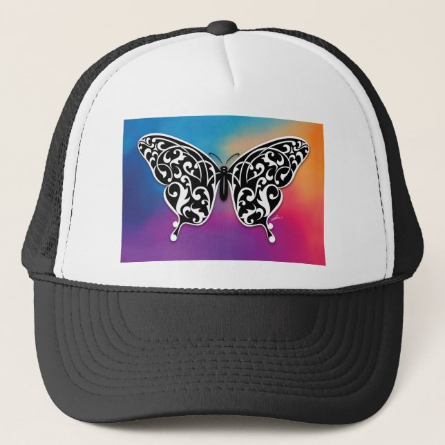 Casquette Design papillon avec couleurs coucher de soleil (Devant)