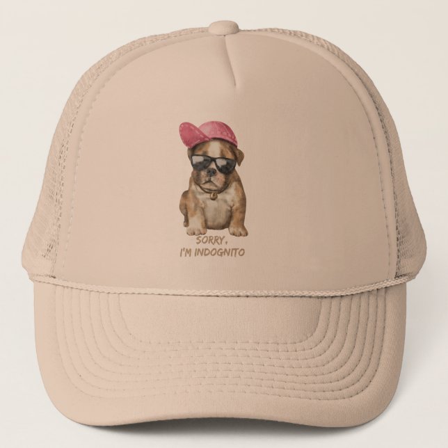 Casquette DÉSOLÉ JE SUIS INDOGNITO (Français Bulldog) petit  (Devant)