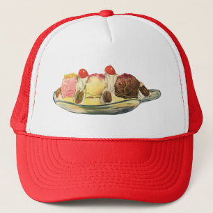 Casquette Desserts de nourriture vintage, cerises de banana 