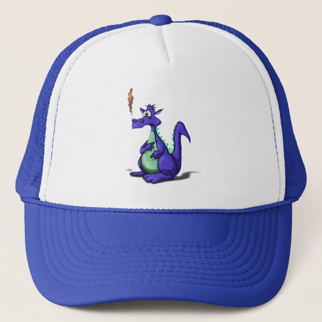 Casquette Dessin animé de dragon violet inquiet (Devant)