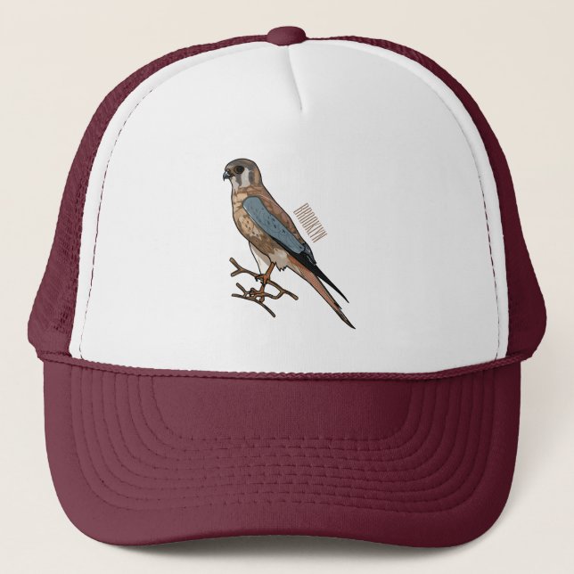 Casquette dessin animé d'oiseau-kestrel américain (Devant)
