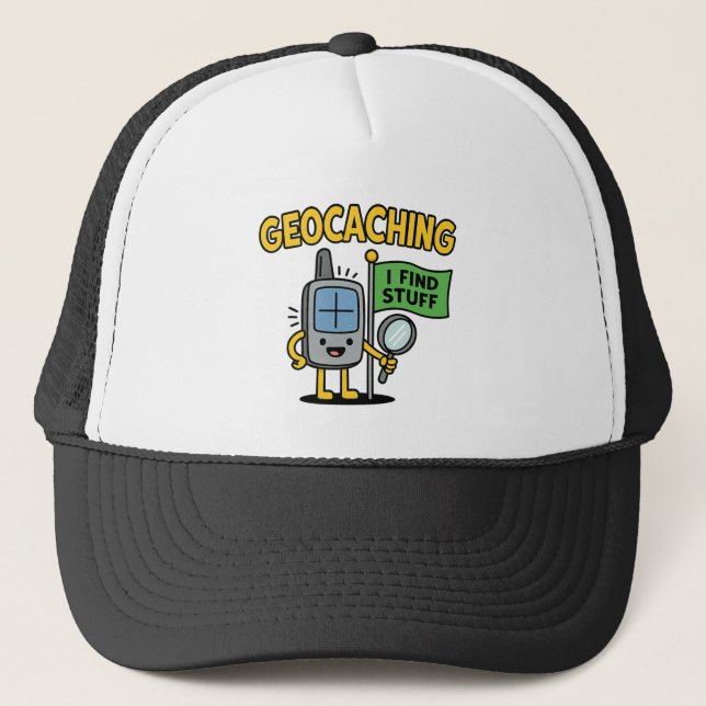 Casquette Dessin animé GPS de géocaching drôle avec drapeau  (Devant)