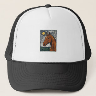 Casquette Dessin artistique de cheval gravé vintage nuit éto