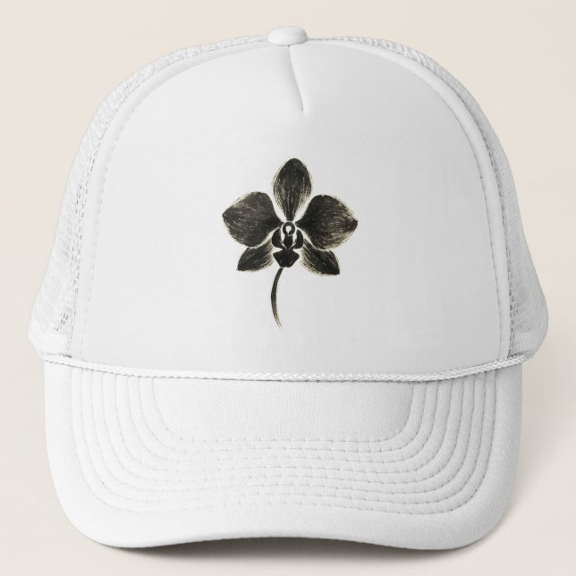 Casquette Dessin au trait de l'orchidée – Dessin floral à l' (Devant)