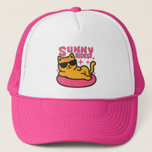 Casquette Dessin de chat froid sur flotatie au soleil humeur