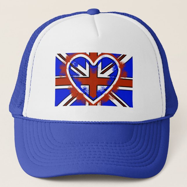Casquette Dessin de coeur de drapeau britannique cool (Devant)