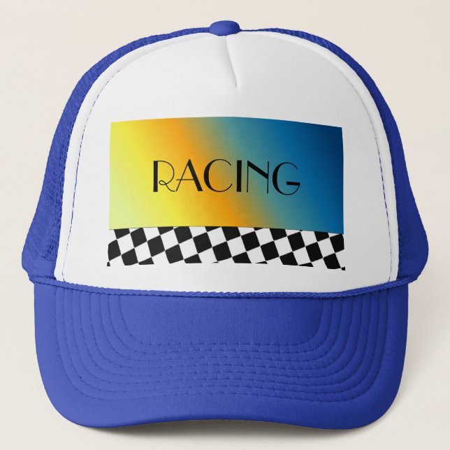 Casquette Dessin de course à carreaux noir et blanc (Devant)