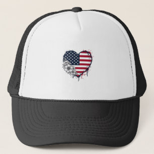 Casquette Dessin de gravure florale vintage à coeur patrioti
