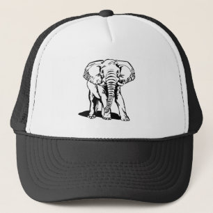 Casquette Dessin de ligne Eléphant Noir mignon