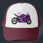 Casquette Dessin de moto de sport violet<br><div class="desc">Dessin de moto de sport violet</div>