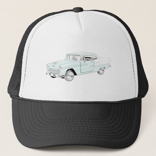 Casquette Dessin de style crayon Chevy Bel Air 1955 (Devant)
