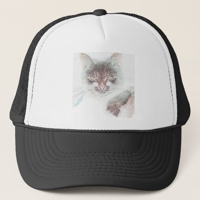 Casquette Dessin de visage de chat mignon en colère (Devant)