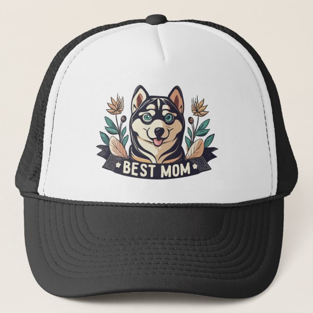 Casquette Dessin de Whimson Siberian Husky Chig Maman (Devant)