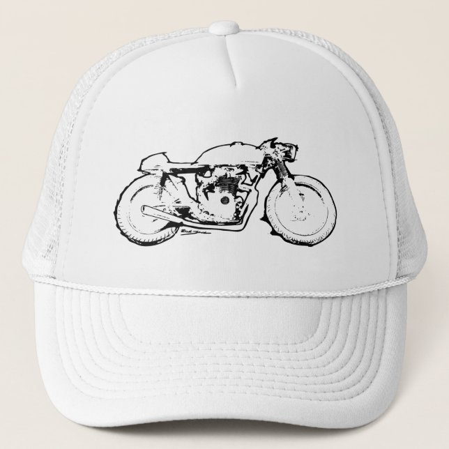 Casquette Dessin frais de moto de coureur de café (Devant)