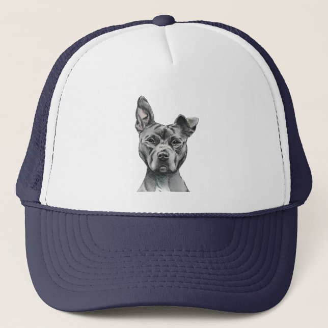 Casquette Dessin Stalky gris de chien de pitbull (Devant)