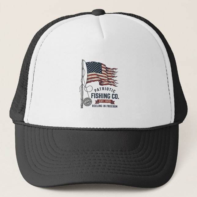 Casquette Dessin vectoriel de drapeau de pêche patriotique v (Devant)
