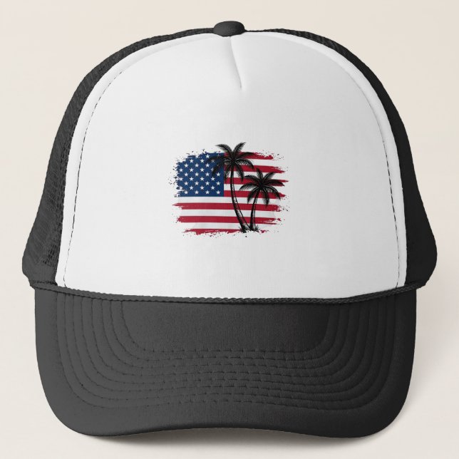 Casquette Dessin vectoriel de plage patriotique Drapeau amér (Devant)