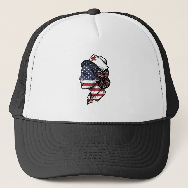 Casquette Dessin vectoriel de profil d'infirmière avec drape (Devant)