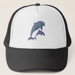 Casquette Deux dauphins tropicaux sautant les uns à côté des