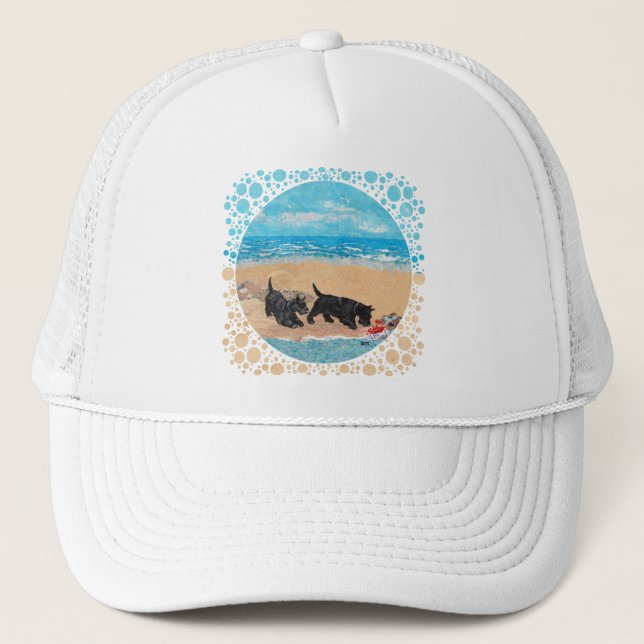 Casquette Deux Scotties à la plage (Devant)