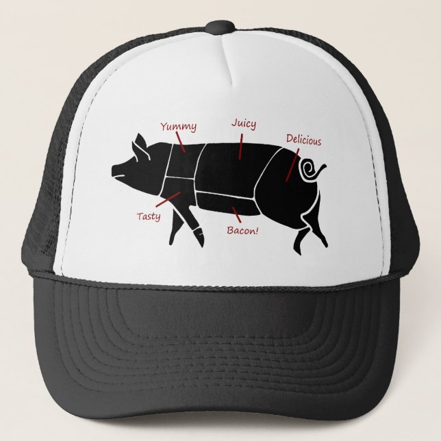 Casquette Diagramme de diagramme de boucher de porc amusant (Devant)