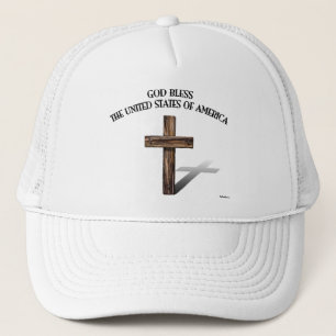 Casquette DIEU BÉNISSE LES ÉTATS-UNIS D'AMÉRIQUE croix robus