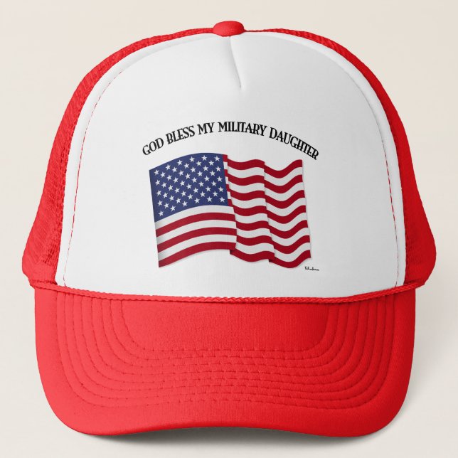 Casquette DIEU BÉNISSE MA FILLE MILITAIRE avec drapeau améri (Devant)