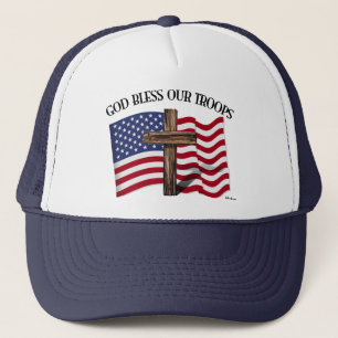 Casquette Dieu bénisse nos troupes avec une croix robuste et