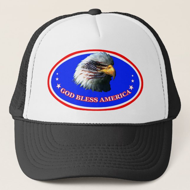CASQUETTE DIEU BLESS AMERICA US FLAG BALD EAGLE (Devant)