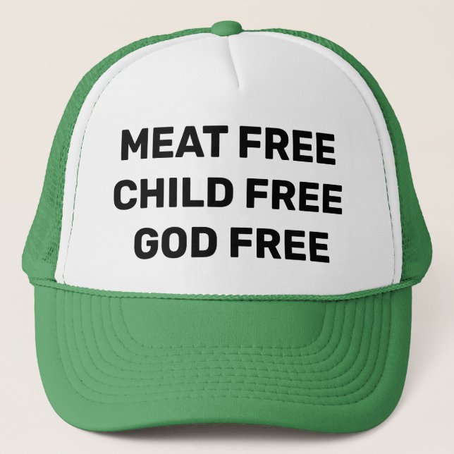 Casquette Dieu d'enfant de viande LIBRE (athée végétalien de (Devant)